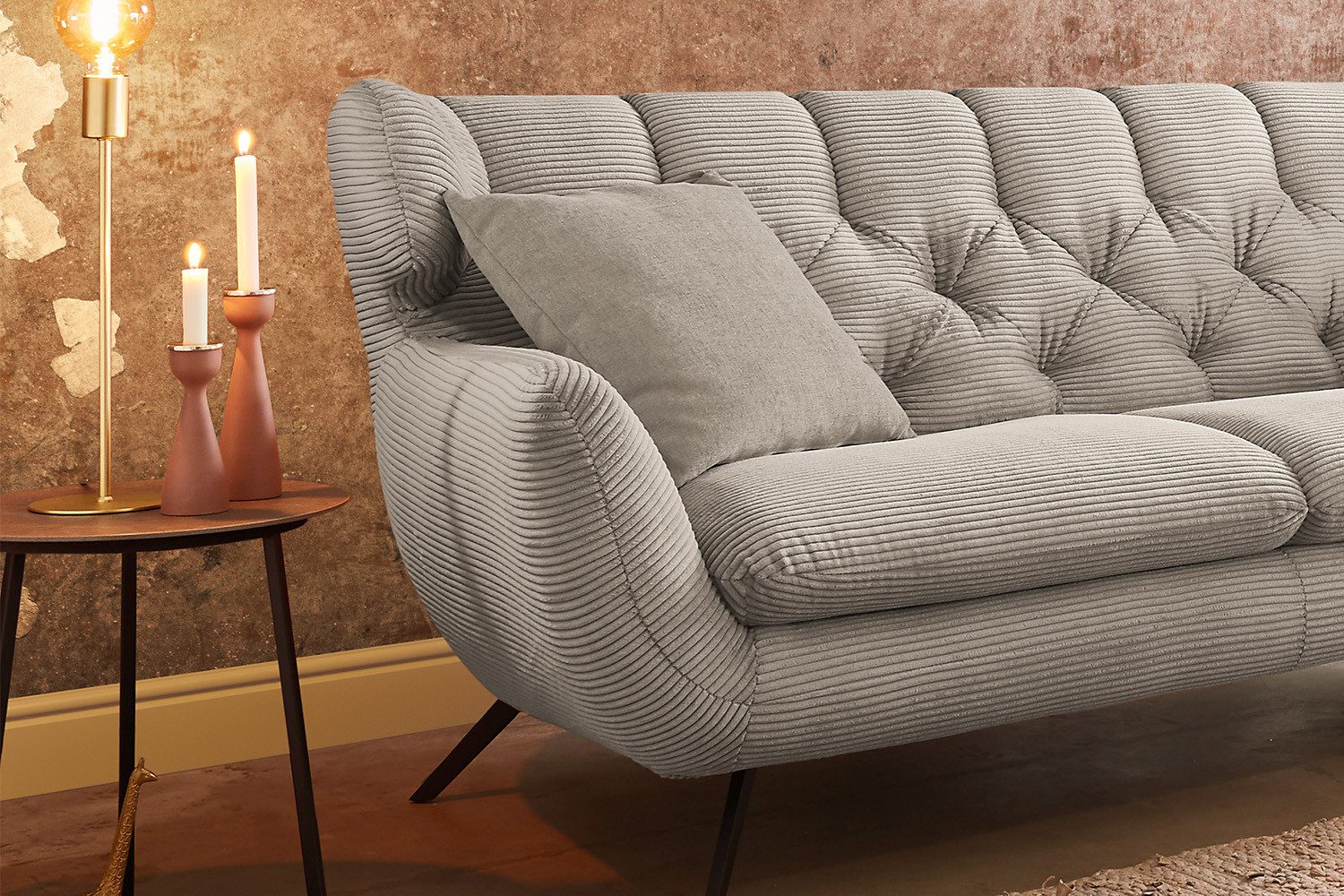 KAWOLA Sofa CHARME, Couch 2-Sitzer oder 2,5-Sitzer, Velvet oder Cord, verschiedene Farben