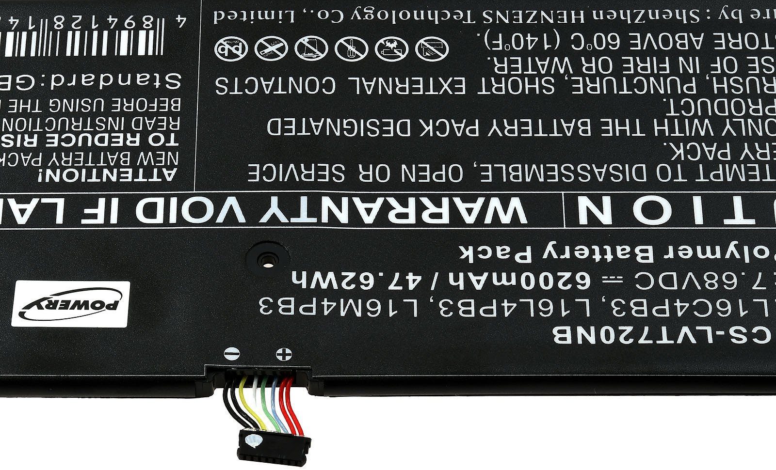 Typ Powery für 6200 mAh (7.68 Lenovo Akku Laptop-Akku L16M4PB3 V)
