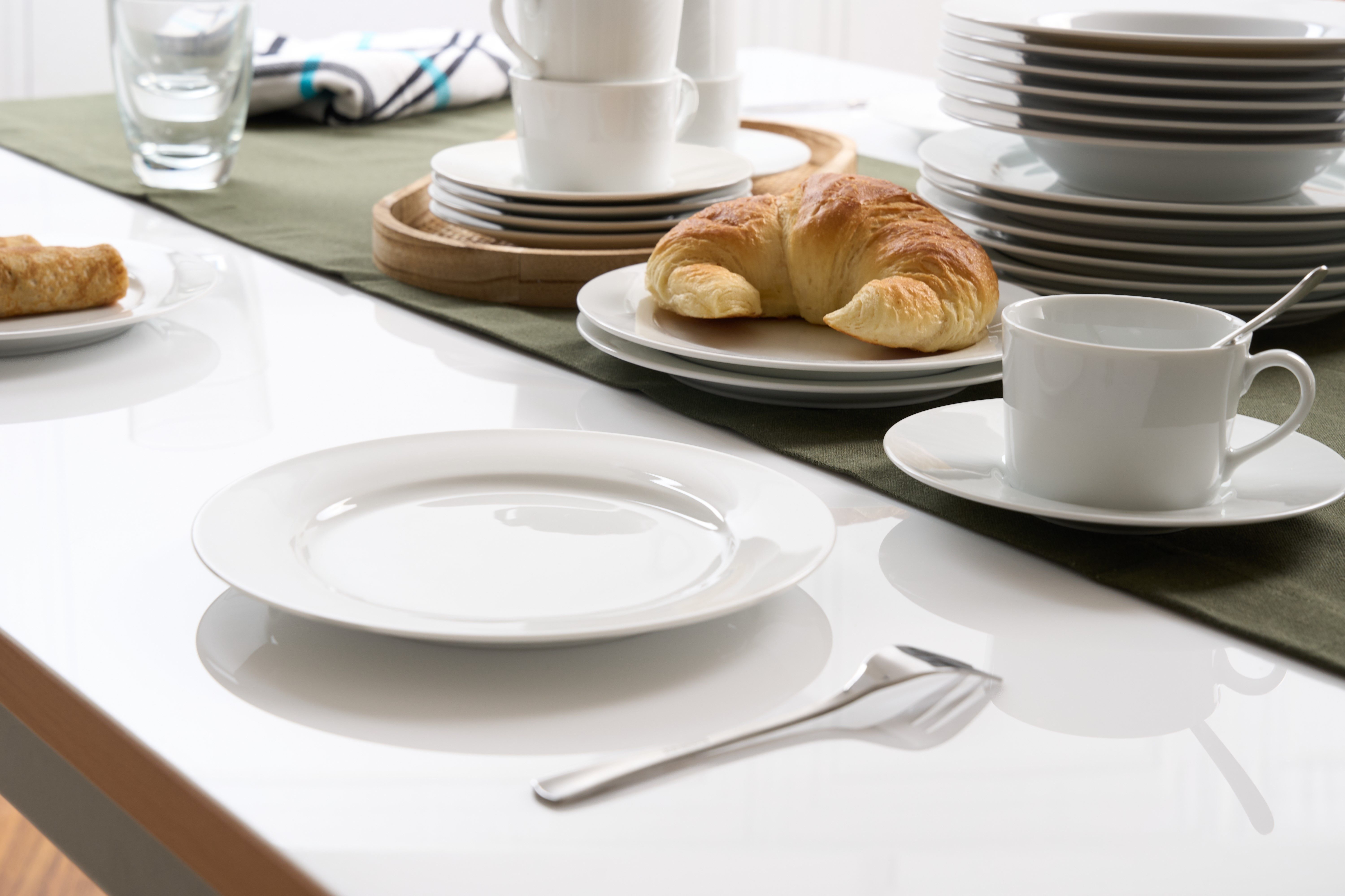 Retsch Arzberg Kaffeeservice HEIKE WEISS, Geschirr-Set 18-teilig, Porzellan, rund (18-tlg), 6 Personen, Porzellan, Kaffee-/Frühstücksgeschirr für 6 Personen klassisches Design in weiss