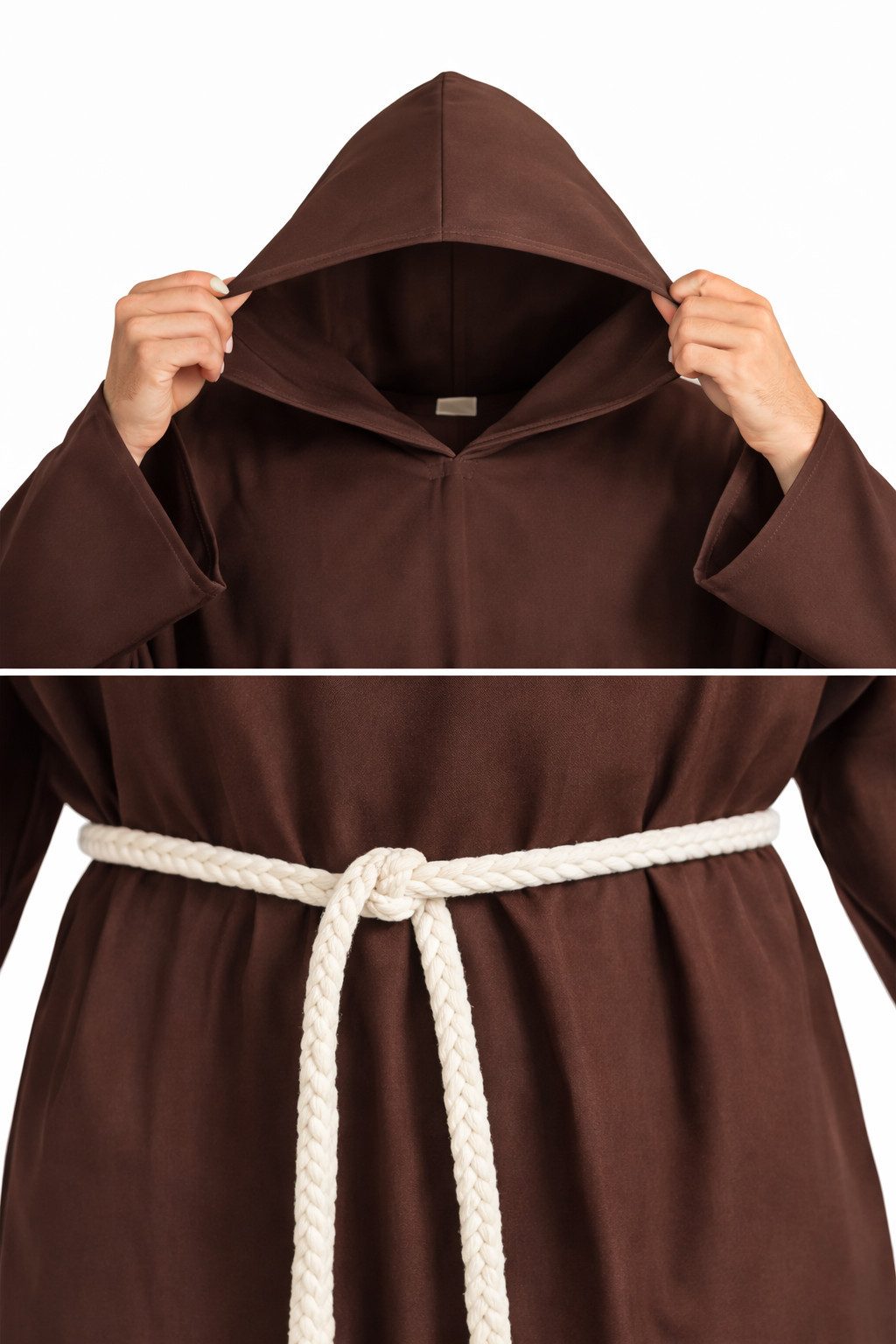 Ramona Lippert Mönch-Kostüm Mönchskutte braun mit Kordel Einheitsgröße