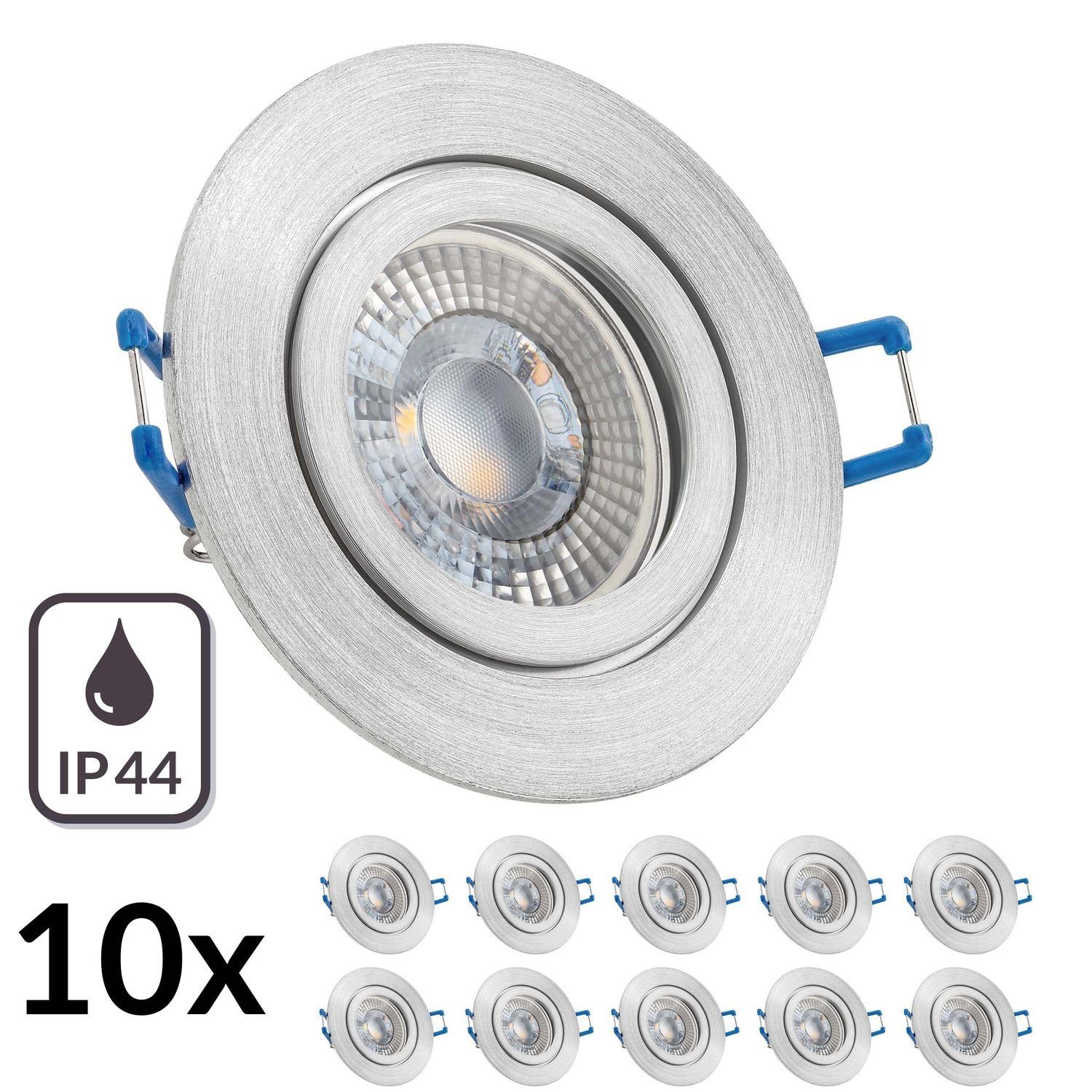 flach mi Einbaustrahler aluminium in IP44 LED extra LED 10er Set RGB Einbaustrahler natur LEDANDO