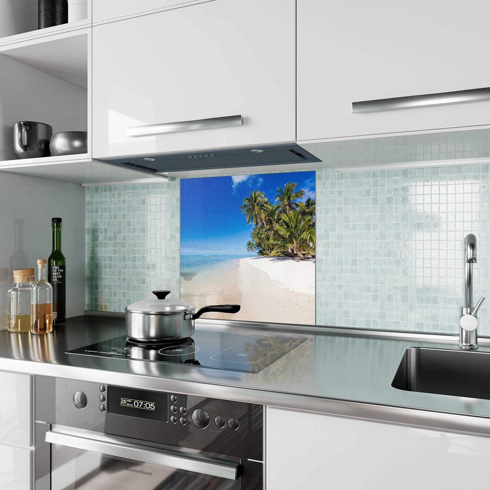 Tropischer Motiv Küchenrückwand Strand Küchenrückwand Spritzschutz Glas mit Primedeco