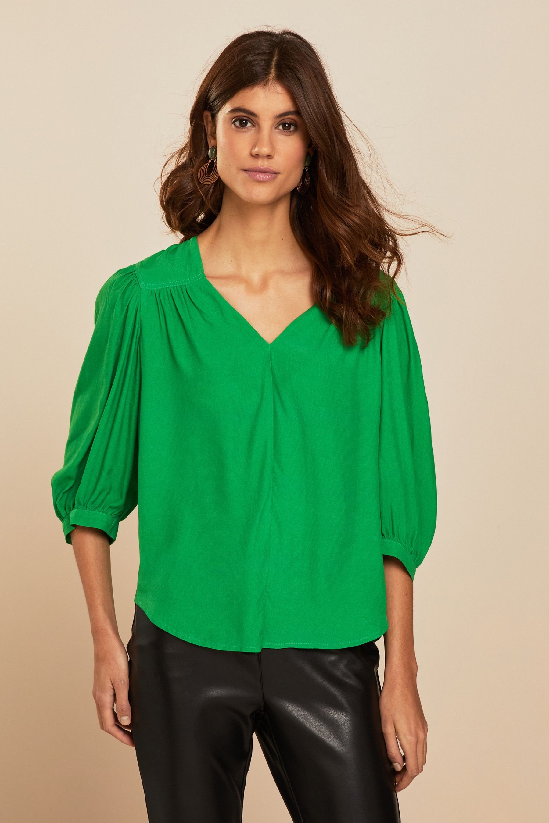 Green und Oberteil V-Ausschnitt (1-tlg) mit 3/4-Ärmeln Next Blusenshirt