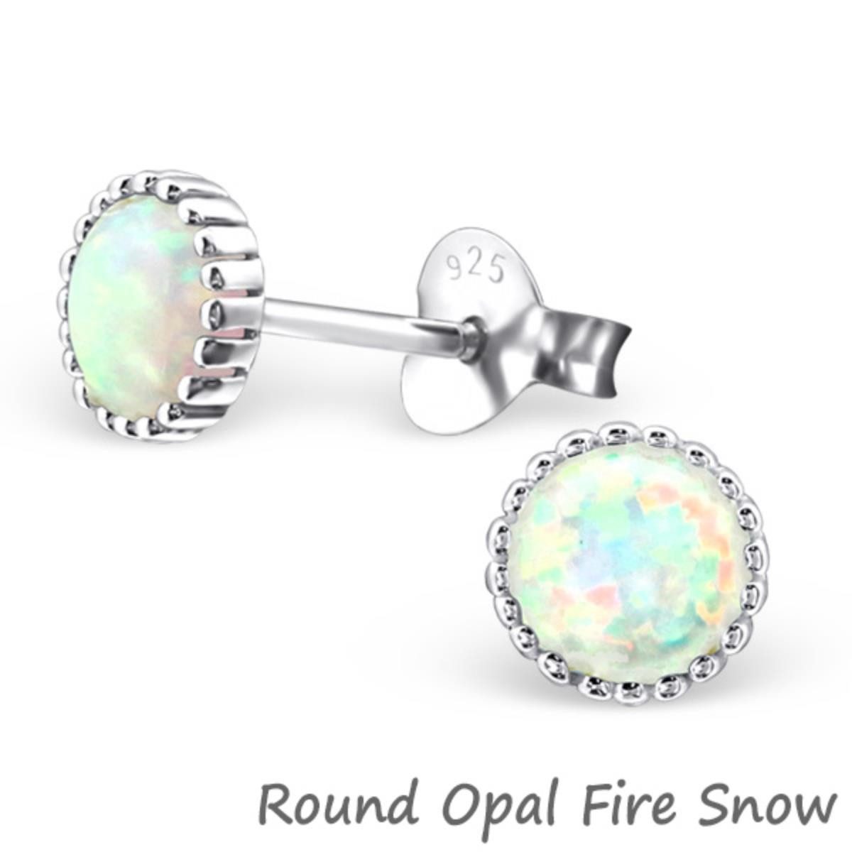 Paar Ohrstecker Opal Ohrringe: Silber Ohrstecker mit Opal Imitat