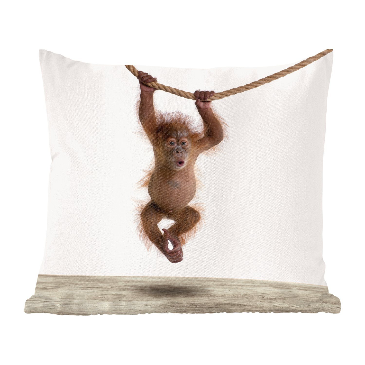 MuchoWow Dekokissen Tiere - Orang-Utan - Orange, Zierkissen mit Füllung für Wohzimmer, Schlafzimmer, Deko, Sofakissen