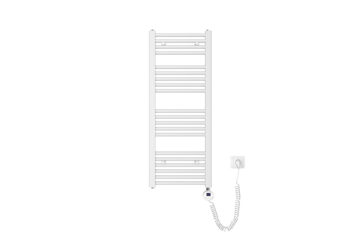 MEYKOERS Elektrischer Badheizkörper mit Smart WLAN Thermostat Heizstab, 300W, Intelligente App/Sprachsteuerung, Weiß, Geeignet für 3 m²