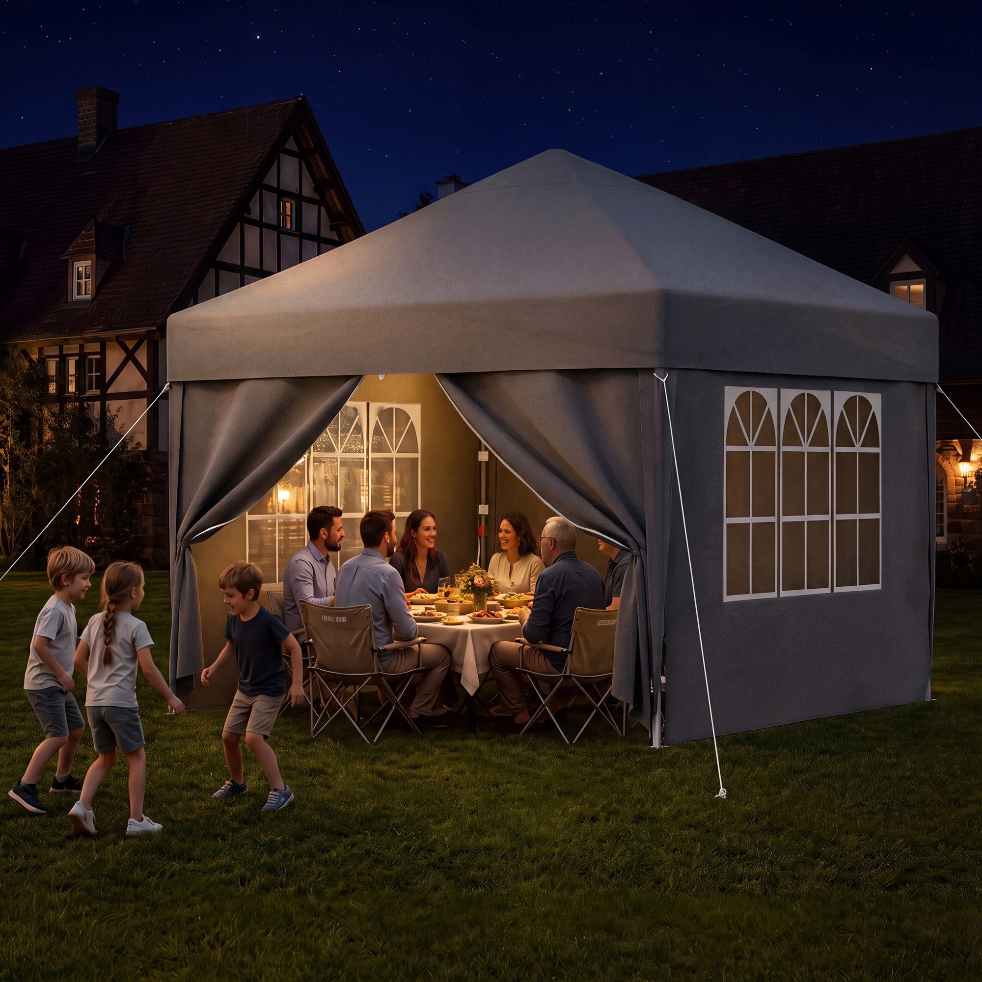 HOMALL Faltpavillon 3x3/3x6 m Gartenpavillon Höhenverstellbarer Pop Up Pavillon, mit 4 Seitenteilen, (Windfester Pavillon mit Seitenteilen und Tragetasche, für Garten Camping), Höhenverstellbar Gartenzelt mit mückennetz, UV-Schutz 50+