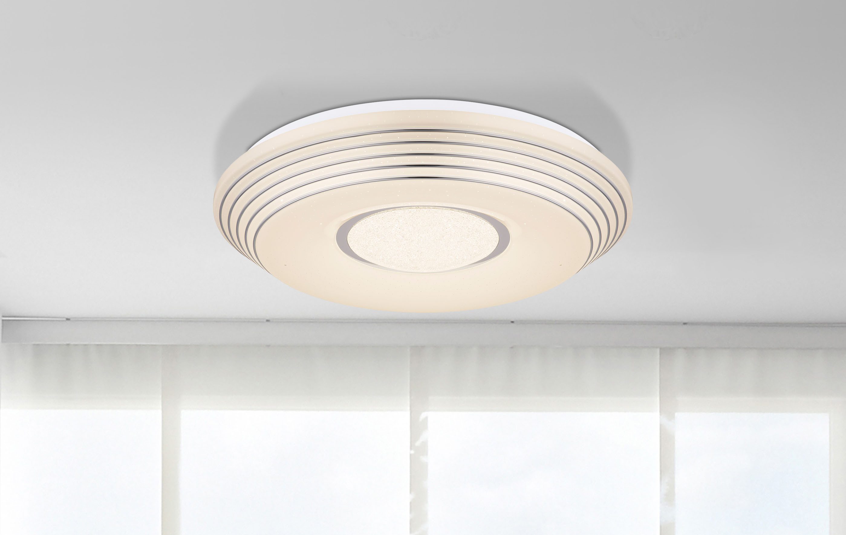 GLOBO LIGHTING Deckenleuchte PILLO, LED fest integriert, Deckenleuchte Weiß, Acryl/Kristalle, dimmbar, Fernbedienung, LED 40W