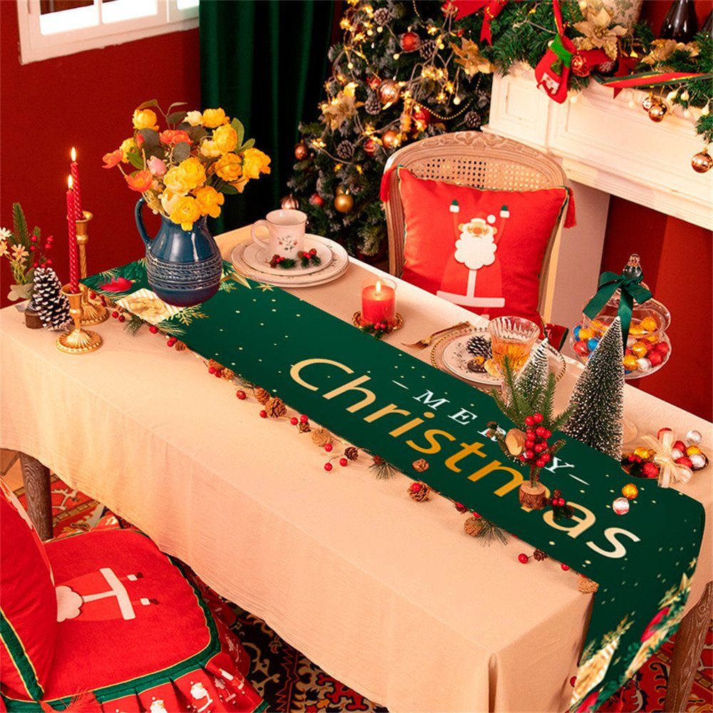 L.Ru UG Tischdecke Weihnachtstischdecke, Weihnachten Tischtuch Weiß 180X36cm (Gartentischdecke Tischband Tischdecke Tischläufer Tischschonbezug), Groß Tischdecken Weihnachten, Rechteckige Abwaschbar Tischdecke