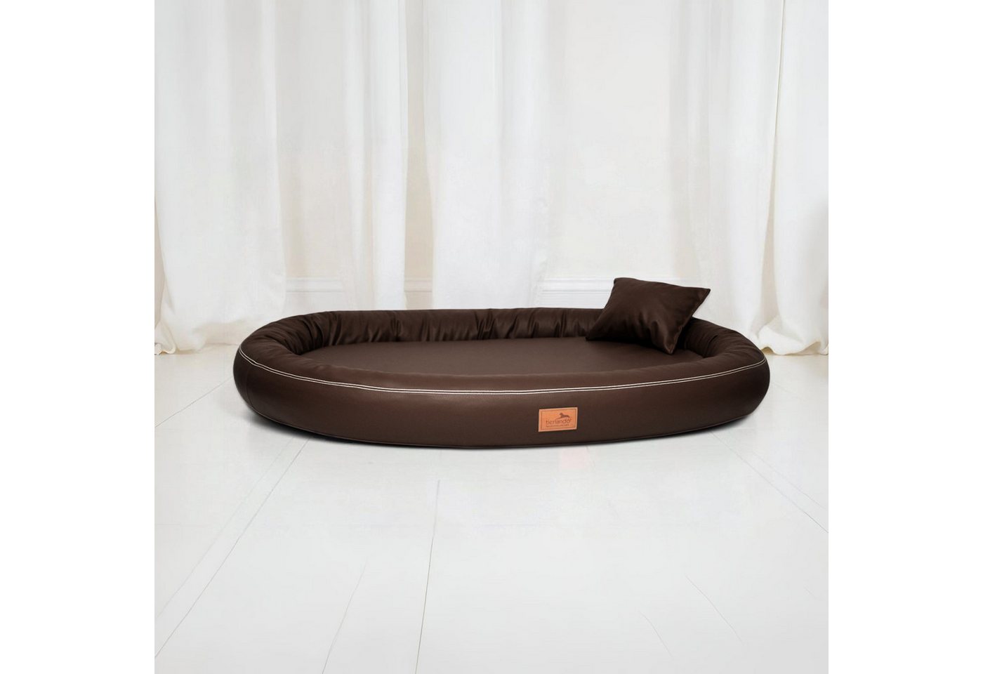 Thumbnail - tierlando® Tierbett Orthopädisches Hundebett GILBERT aus Kunstleder mit Latexkern, Abwischbar, Haar resistent, Pflegelei...