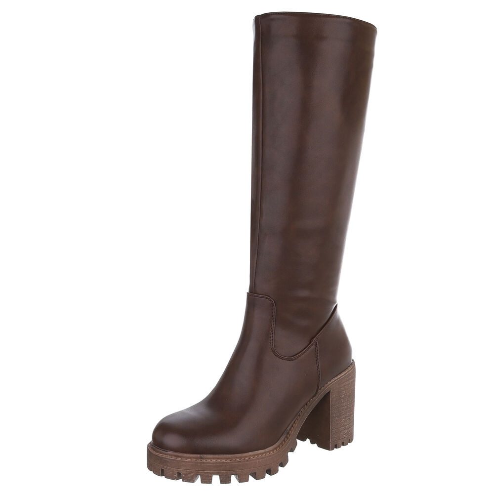Ital-Design Stylische kniehohe Stiefel mit Blockabsatz günstig online kaufen