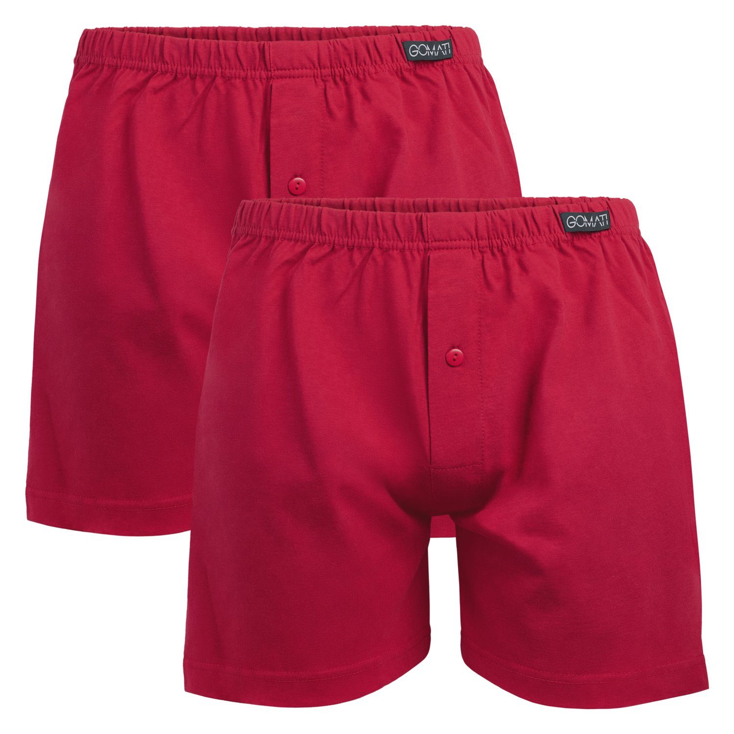Gomati Boxershorts Herren Jersey Boxershorts Stretch Shorts aus Baumwolle (2er Pack) Deep Red