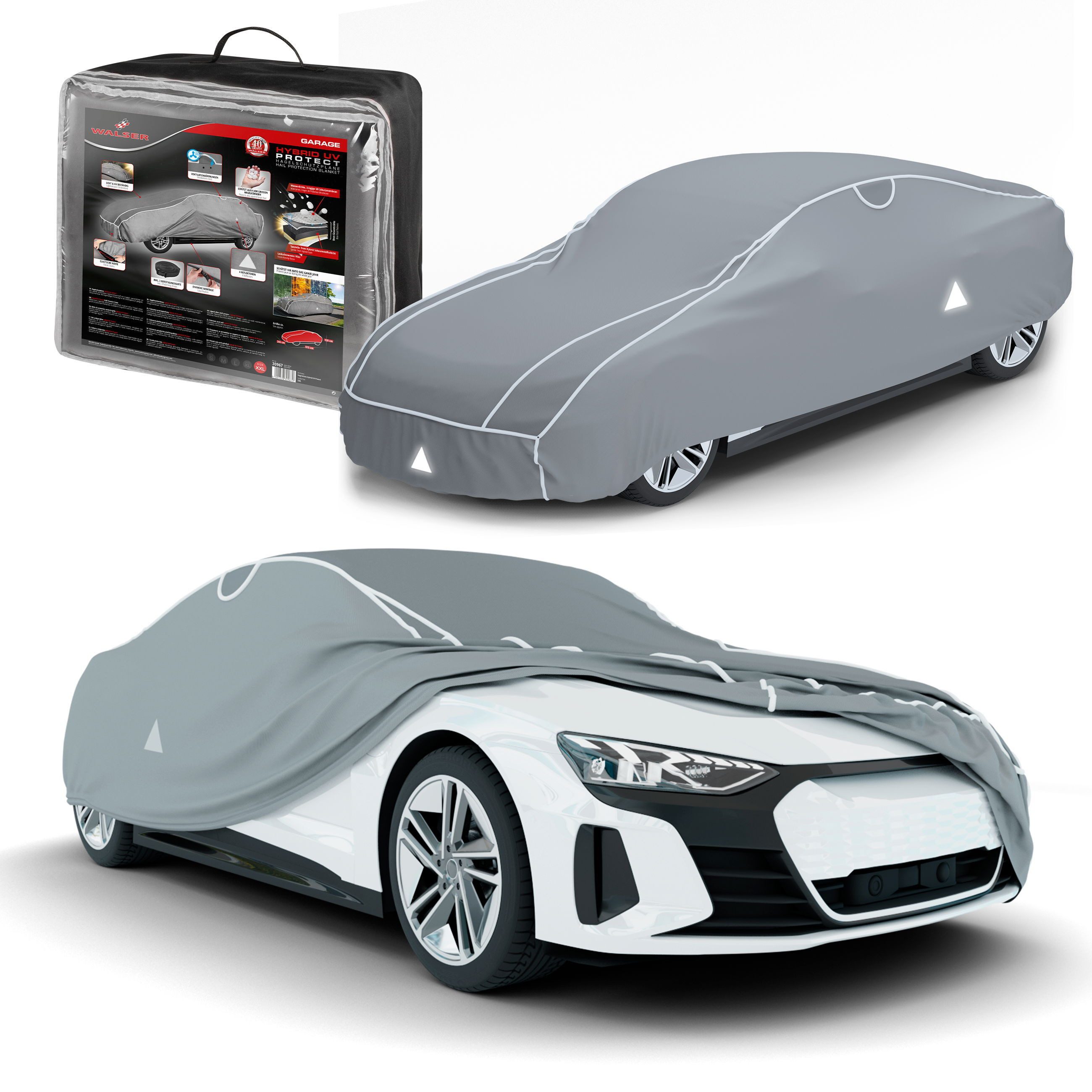WALSER Autoplane Hagelschutz Hybrid UV Protect (1-St., 1 Hagelschutzplane, 3 Spanngurte)