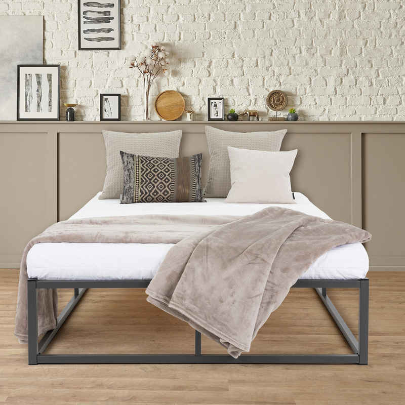 ML-DESIGN Metallbett Bett für Schlafzimmer mit Lattenrost auf Stahlrahmen robust, Gästebett 120x200 cm Anthrazit leichte montage Gästebett
