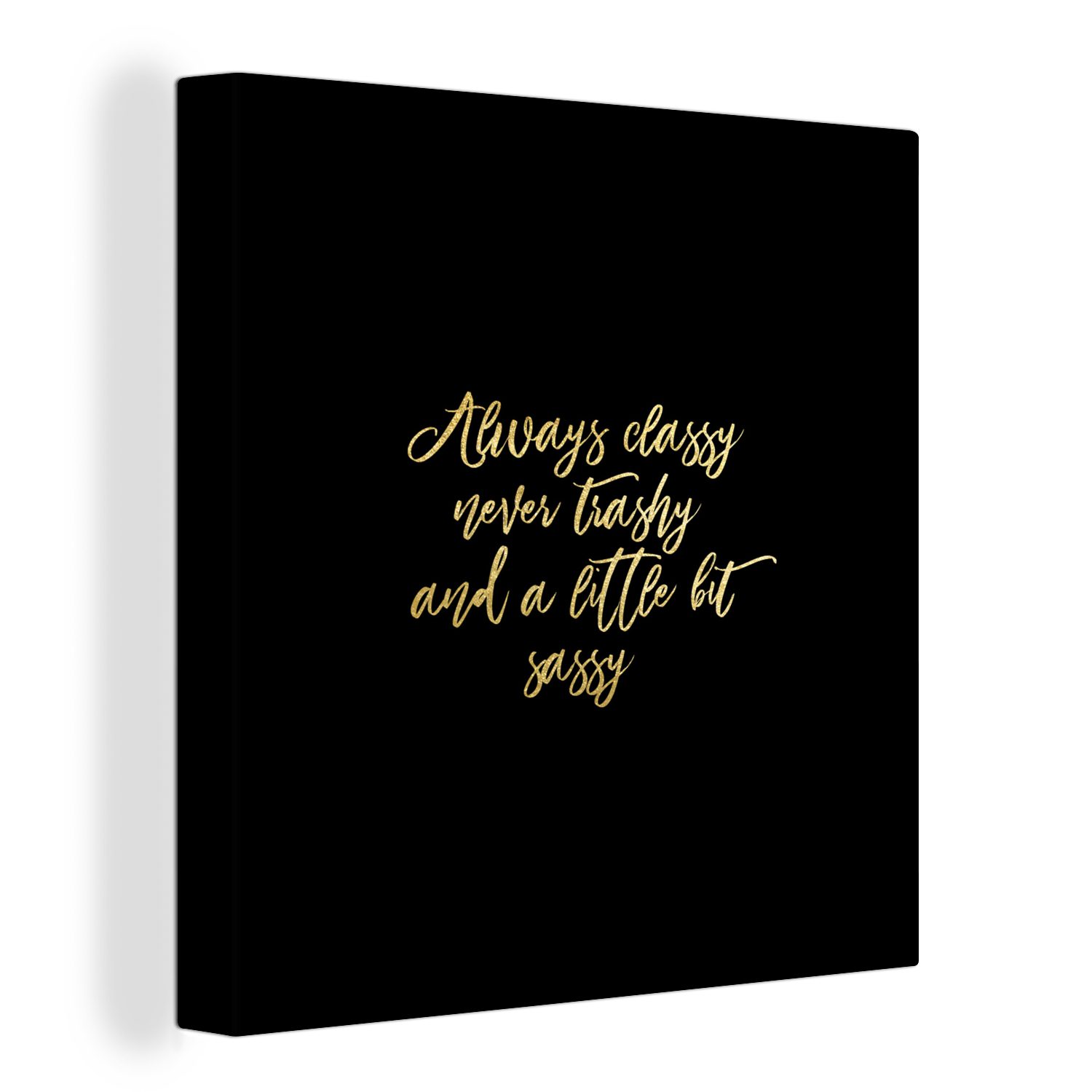 OneMillionCanvasses® Leinwandbild Zitate - Gold - Briefe, (1 St), Leinwand Bilder für Wohnzimmer Schlafzimmer