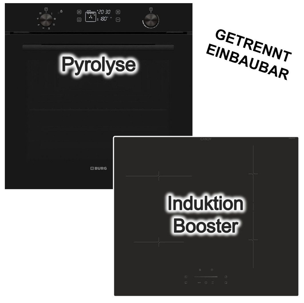 VESTEL Backofen-Set 78L Pyrolyse Backofen visioTouch+ Induktionsfeld Candy Booster Slider, Pyrolyse-Selbstreinigung