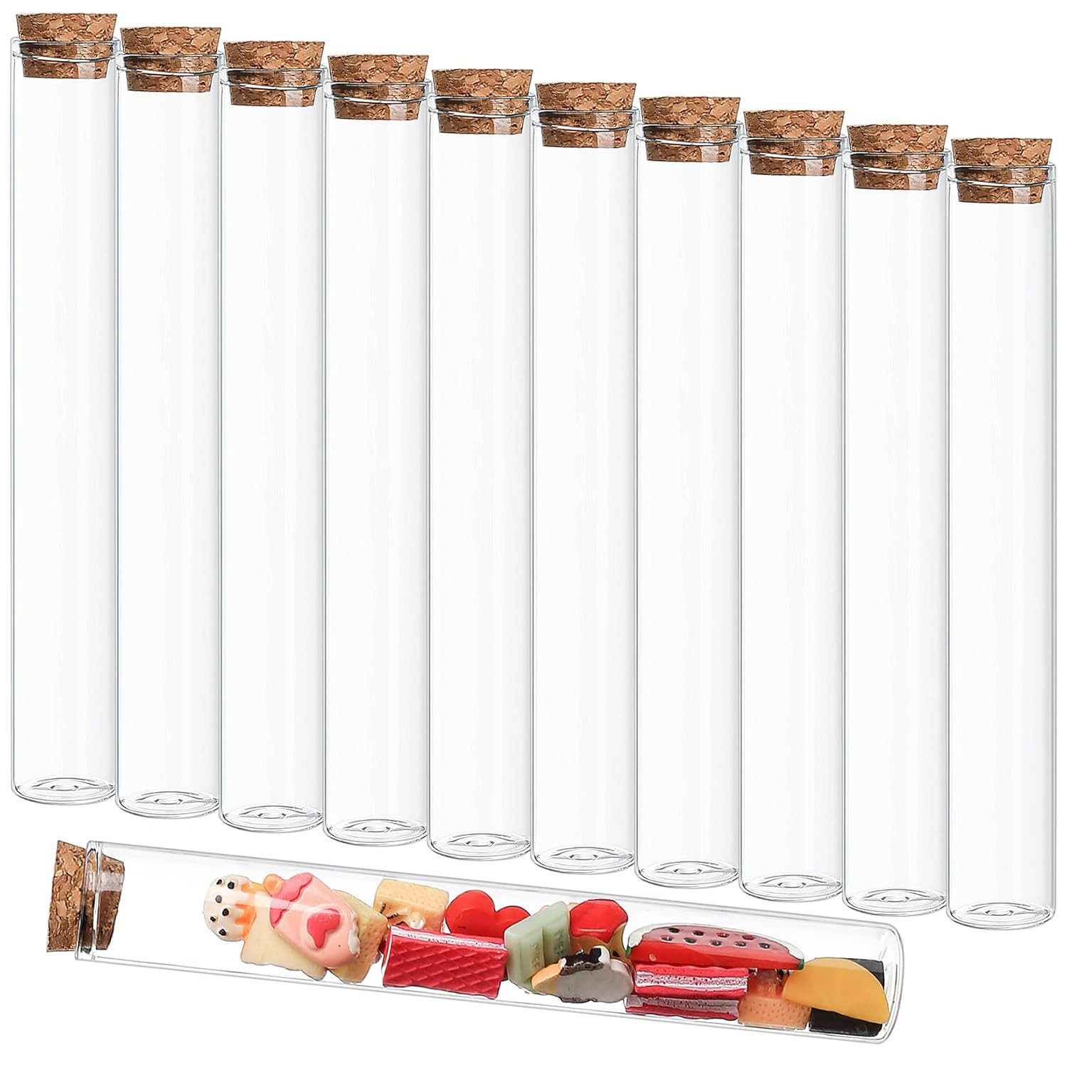 FELIXLEO Gläser-Set 11er Set 40ml Reagenzgläser Kunststoff mit Korkverschluss Transparent., 1-tlg.