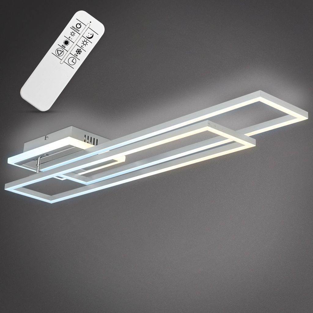 B.K.Licht Deckenleuchte LED-Deckenlampe FRAME dimmbar 110x25cm CCT Alu-gebürstet - BKL1439, Dimmfunktion, LED fest integriert, Farbwechsler, Fernbedienung, 40W 5200lm 2700-6500K, Nachtlicht Timer schwenkbar Büro