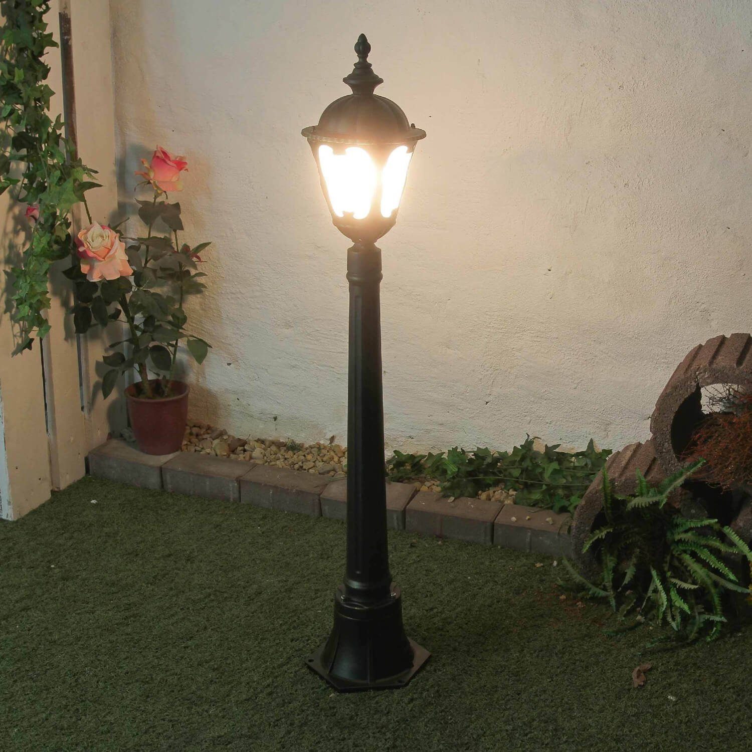 Lampe Standleuchte Licht-Erlebnisse TYBR, Wegeleuchte Antik Terrasse Leuchtmittel, Garten ohne Außen-Stehlampe außen Hof