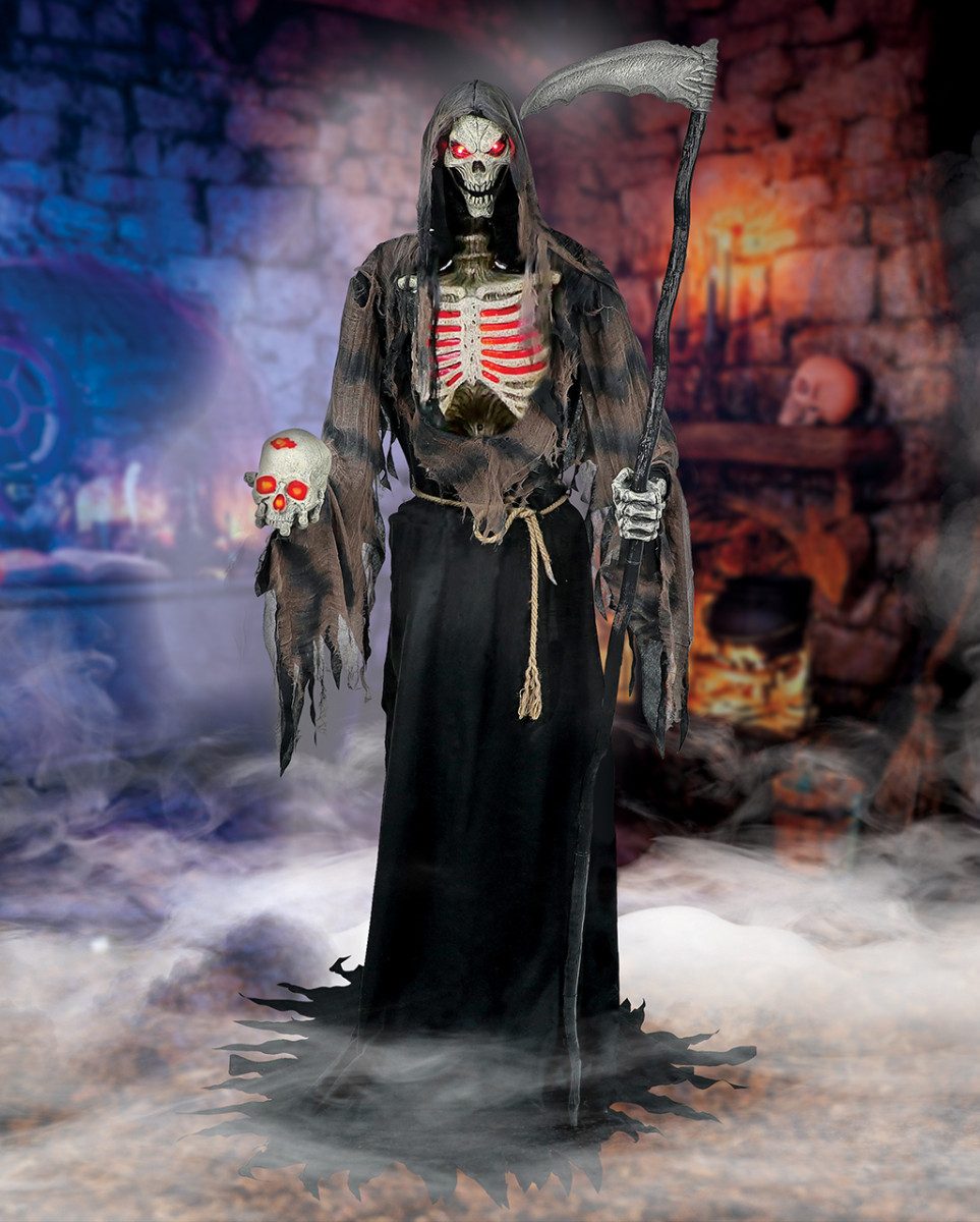 Horror-Shop Dekoobjekt Riesiger Grim Reaper Animatronic mit Licht, Bewegu