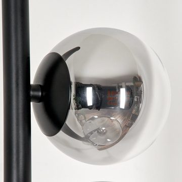 hofstein Stehlampe Stehlampe aus Metall/Glas in Schwarz/Rauchfarben/Klar, ohne Leuchtmittel, Glasschirme (10, 12, 15 cm) u. Fußschalter, 6x G9, ohne Leuchtmittel