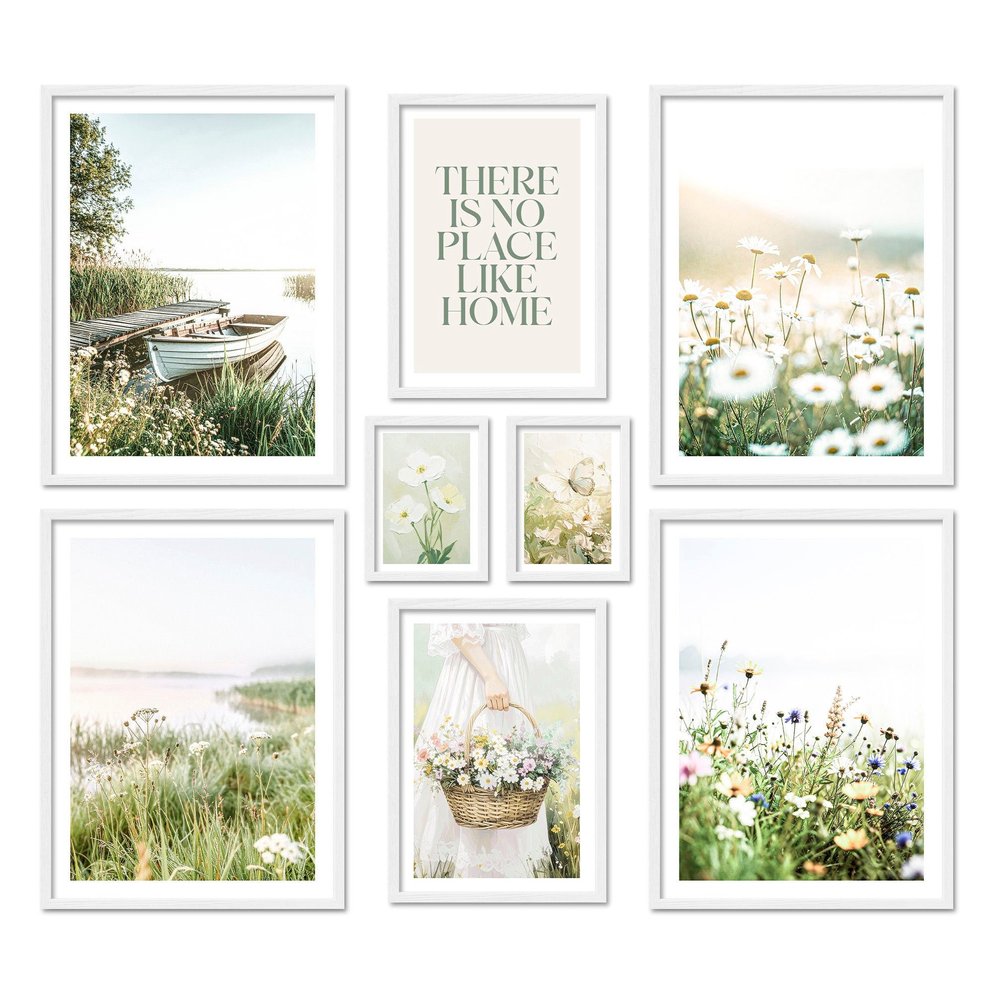 ARTFAVES Bilder-Collage Poster Set Summer Morning I mehrteilige Bilderwand I Wandbilder Sommer, (Wandbilder modern, 8 St)