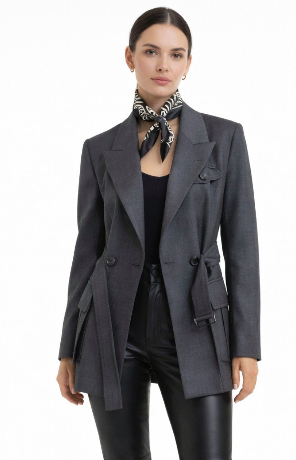 BRUNELLO CUCINELLI Fieldjacket Utility Sakko Doppelreihiger Blazer mit Gürtel Utility-Taschen, Notched-Lapels, Knopfmanschetten