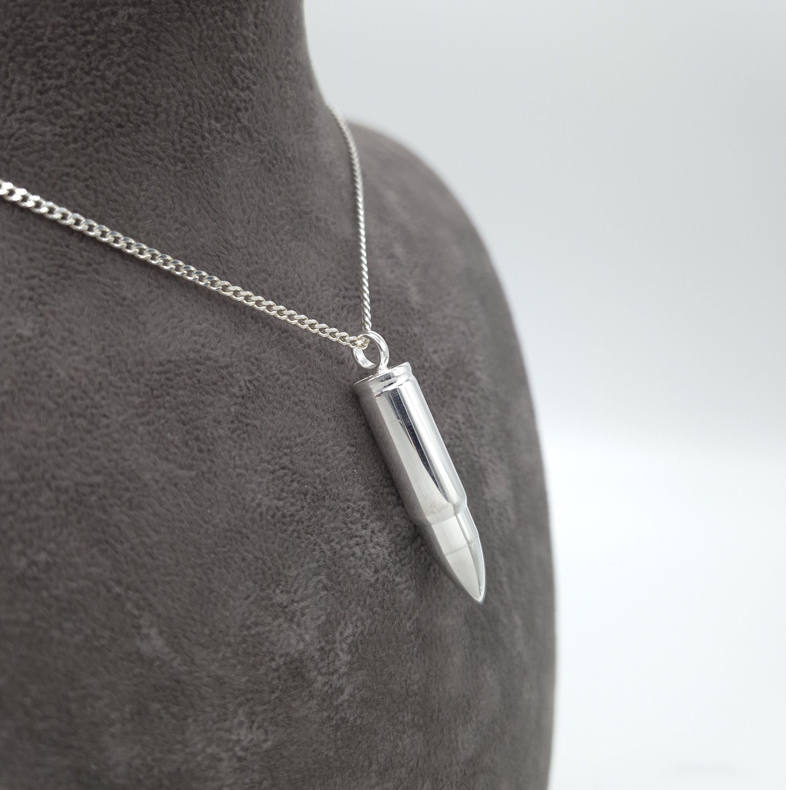NAHLE Kette mit Anhänger Silber Patrone mit Silber Kette Panzerkette (2-tlg., inkl. Schmuckbox), rhodiniert, anlaufgeschützt, zum aufschrauben