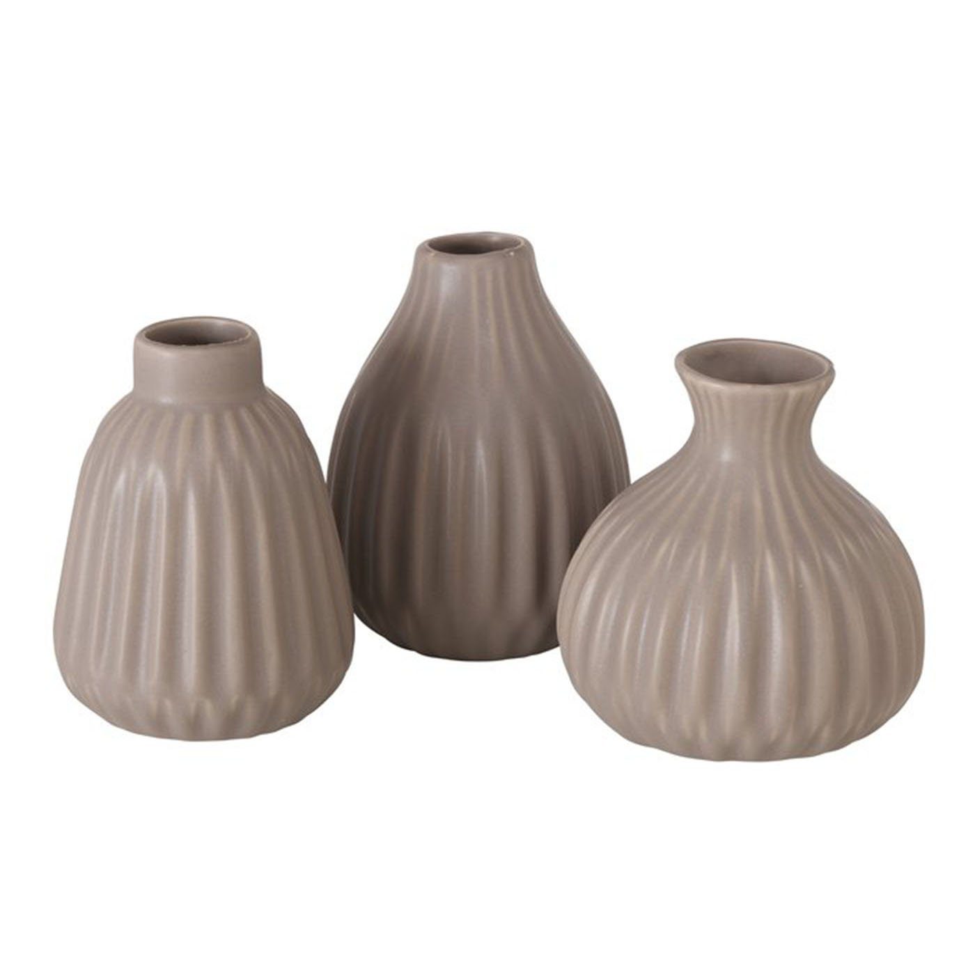 Tischvase Deko Vase im 3er Set aus Keramik Mattes Design Grau