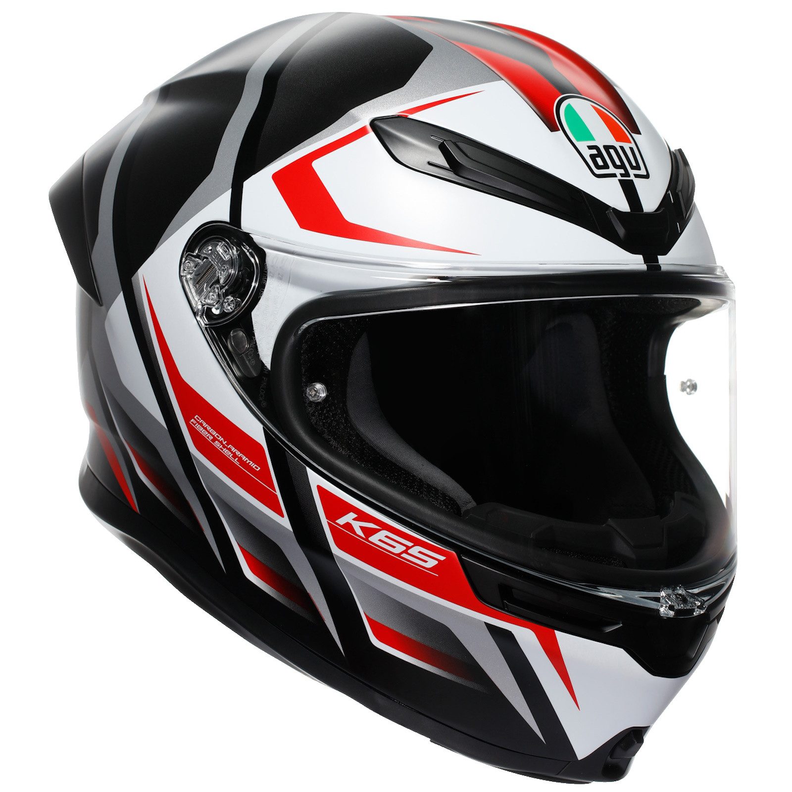 AGV Motorradhelm AGV K6 S Karve Integralhelm Matt-Schwarz / Weiß / Rot XL (1er Set), integralhelm motorrad