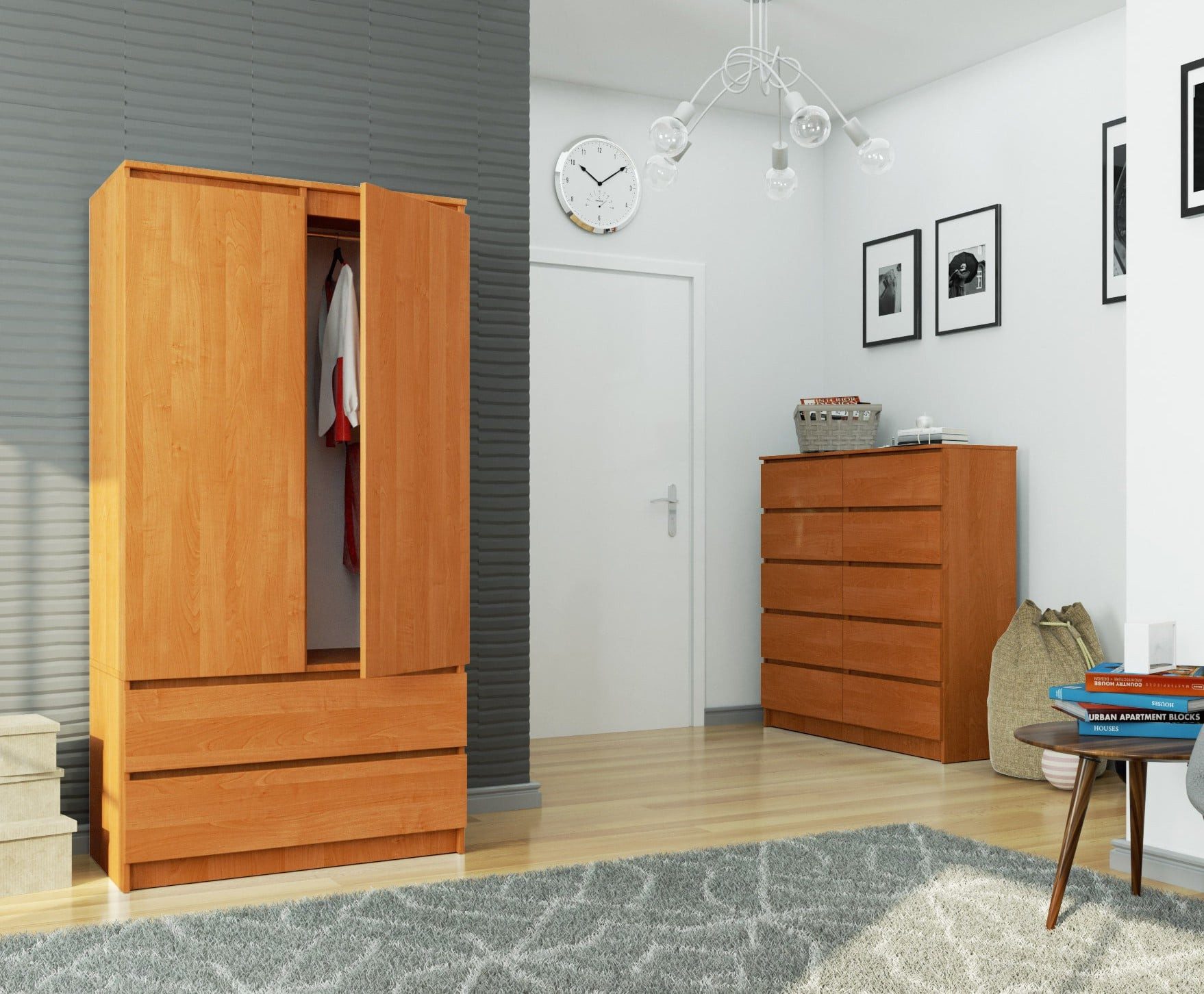 Raumhirsch Furniture Kleiderschrank Eleganter Kleiderschrank - Moderner Stauraum - Garderobenschrank Stilvoller Schlafzimmerschrank, ideal für Jugendzimmer & Wohnzimmer