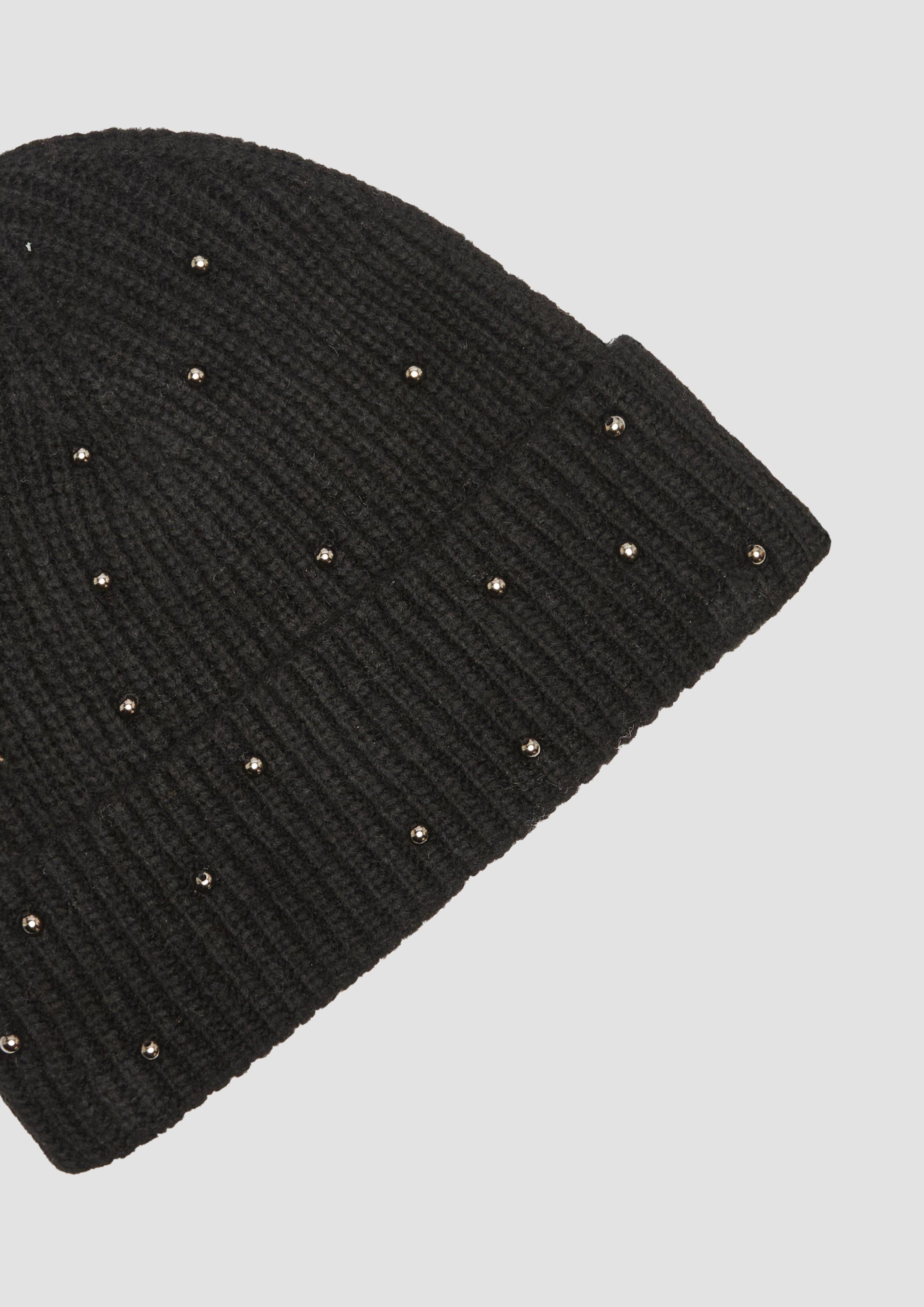 s.Oliver Strickmütze Gestrickte Beanie mit Schmuckperlen günstig online kaufen