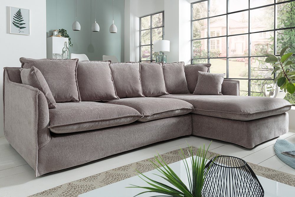 riess-ambiente Ecksofa · HEAVEN mit taupe, · 1 Samt 255cm · Teile, Landhausstil Einzelartikel Kissen Wohnzimmer