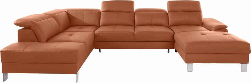 exxpo - sofa fashion Wohnlandschaft Mantua 2, inkl. Kopf- bzw. Rückenverstellung, wahlweise mit Bettfunktion, U-Form