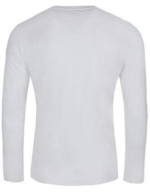 Piz Palü Langarmshirt Herren Pullover "Unterföhring" mit Hirsch Print, 020033 - Weiß - Longsleeve langärmeliges T-Shirt (1-tlg)