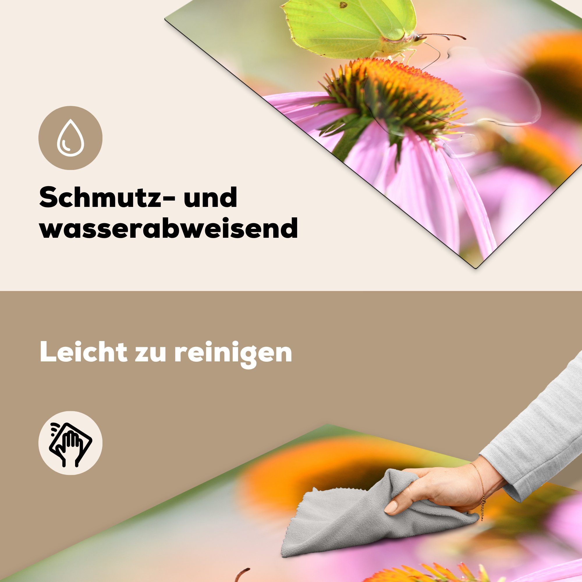 MuchoWow Herdblende-/Abdeckplatte Schmetterling - Insekten (1 küche, cm, Farben, tlg), die Induktionskochfeld Ceranfeldabdeckung - 81x52 für Schutz Vinyl