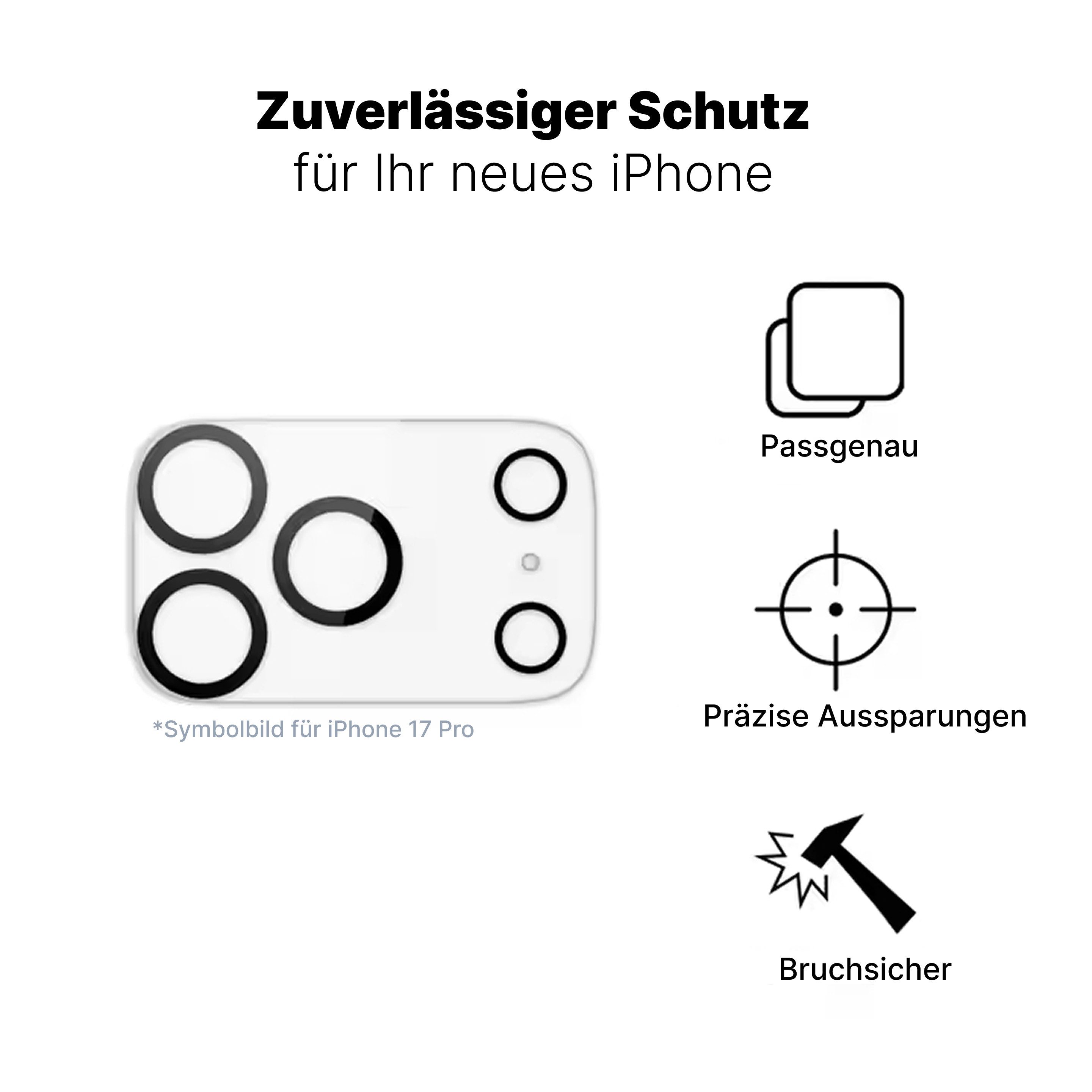 Futurea Smartphone-Hülle iPhone 17 MagSafe Schutzhülle Case transparent & 3x Kameraschutzglas 6,3 - 6,9 Zoll, für Apple iPhone 17 Air / Pro / Pro Max & 3x Premium Kameraschutzglas