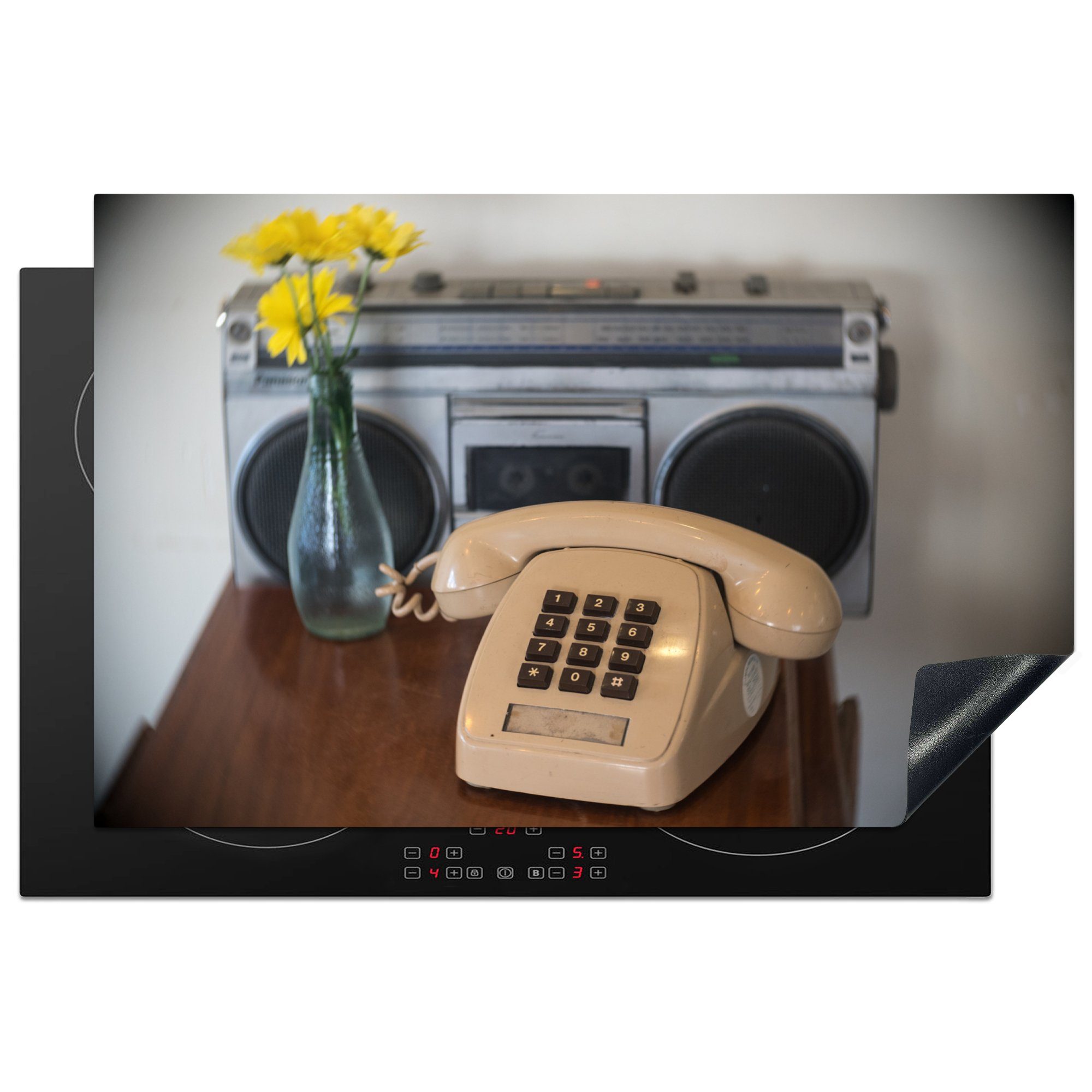 Herdblende-/Abdeckplatte Altmodisches 81x52 tlg), Telefon, für Ceranfeldabdeckung (1 Induktionskochfeld küche, Schutz MuchoWow Vinyl, cm, die