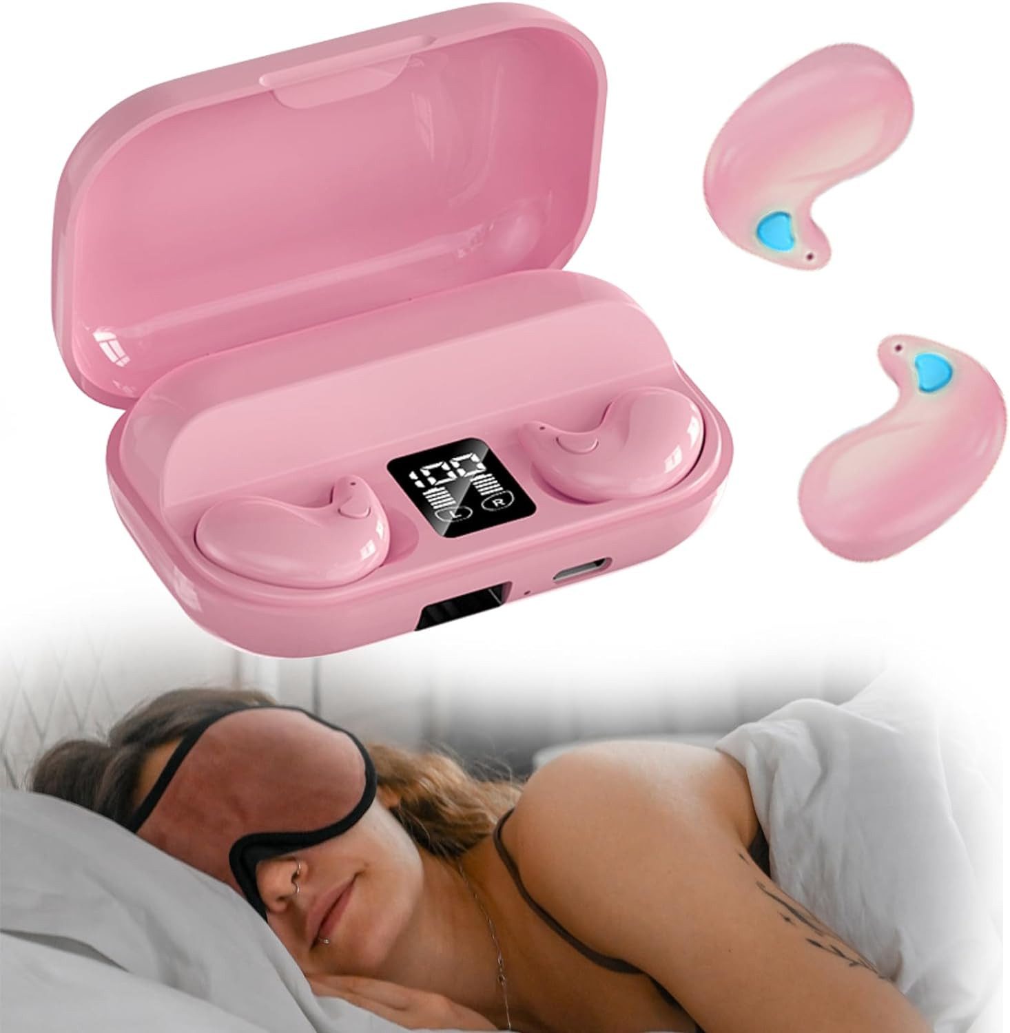 Xmenha Mini unsichtbare kleinste kabellos Bluetooth 5.3 zum Schlafen In-Ear-Kopfhörer (Hi-Fi Stereo Sound für einen satten Bass und klare Höhen., Sleep Earbuds für kleine Ohren Schlafkopfhörer Seitenschläfer)