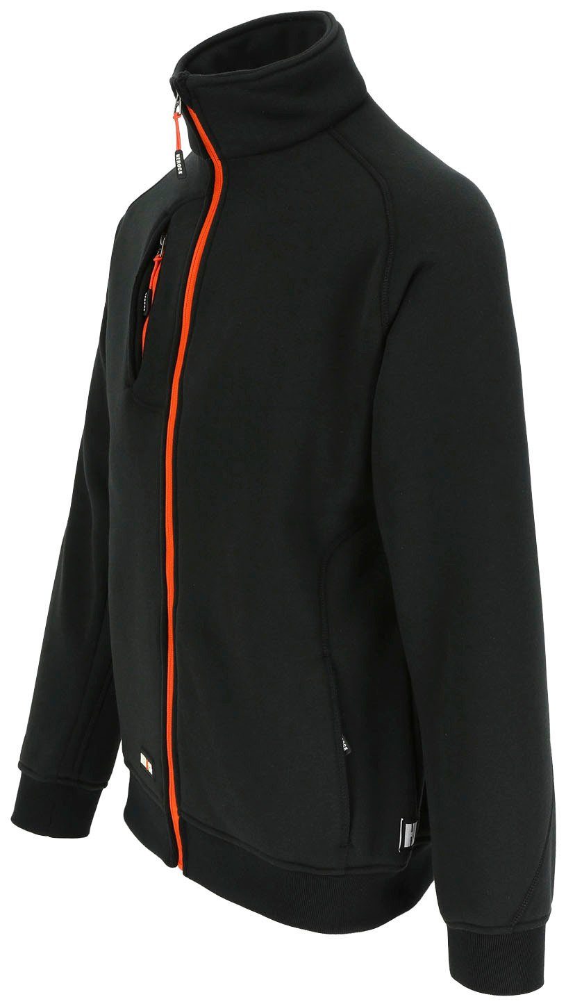 schwarz 3 mit aus Weich, Taschen reine Othello Reißverschluss, sweater Baumwolle, langem Stehkragenpullover Herock