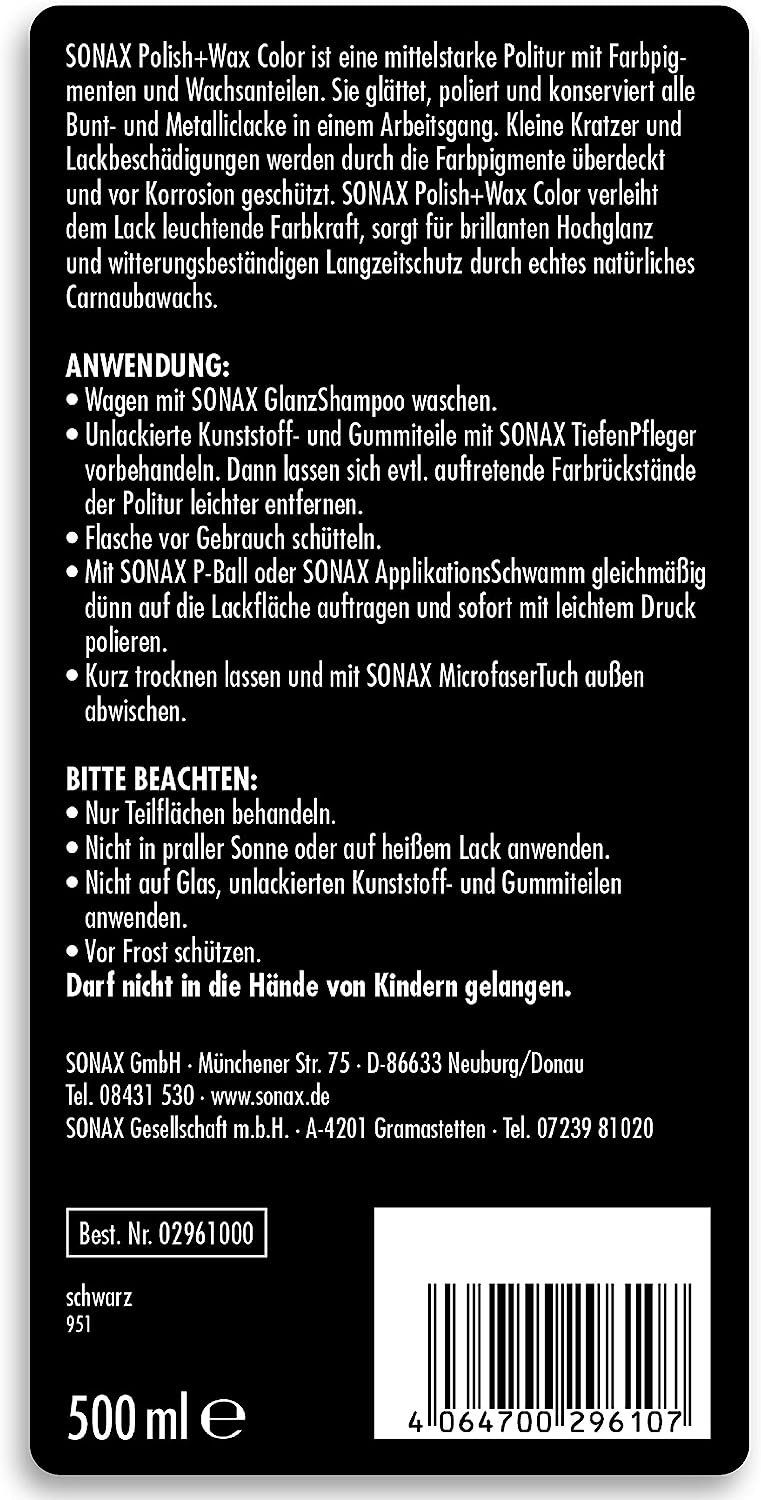 Sonax SONAX Polish & Wax Color schwarz 500 ml Lackpolitur