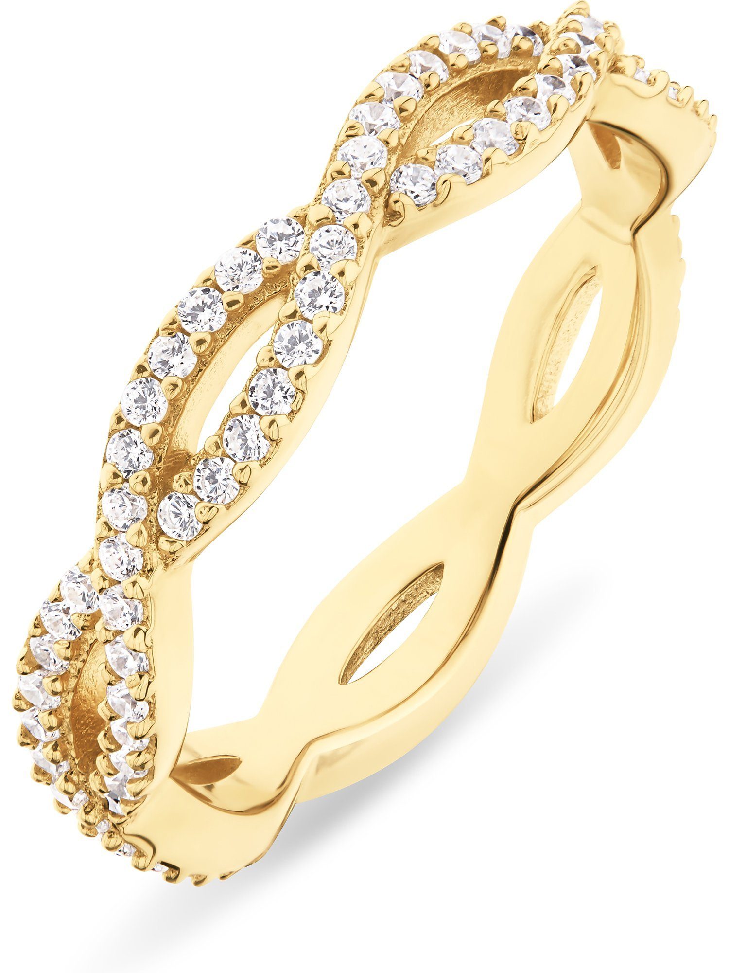 FAVS Fingerring FAVS Damen-Damenring 90 Zirkonia, Zirkonia, synthetisch gelbgold