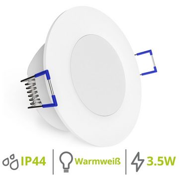 linovum LED Einbaustrahler WEEVO extra flacher LED Einbauspot Downlight 2700K 3,5W 230V für Bad & Außen IP44, LED-Leuchtmittel fest verbaut, LED-Leuchtmittel fest verbaut