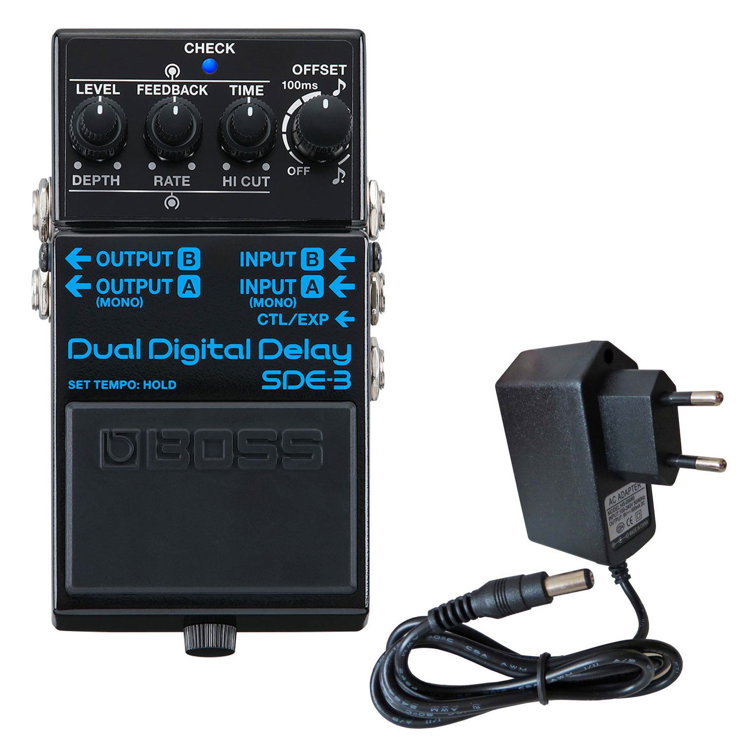 E-Gitarre Boss Effektgerät SDE-3 Digital Dual Delay Pedal mit Netzteil