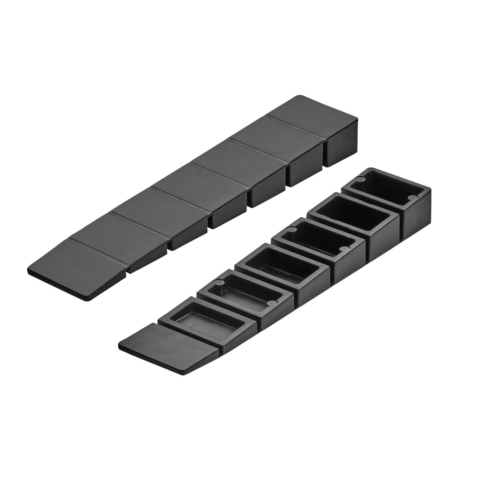 SO-TECH® Montagekeil Möbelkeile zum Ausgleich 1,2 - 7,5 mm Höhenunterschied, (50-St), Unterlegkeile mit Sollbruchstellen, Kunststoff, schwarz