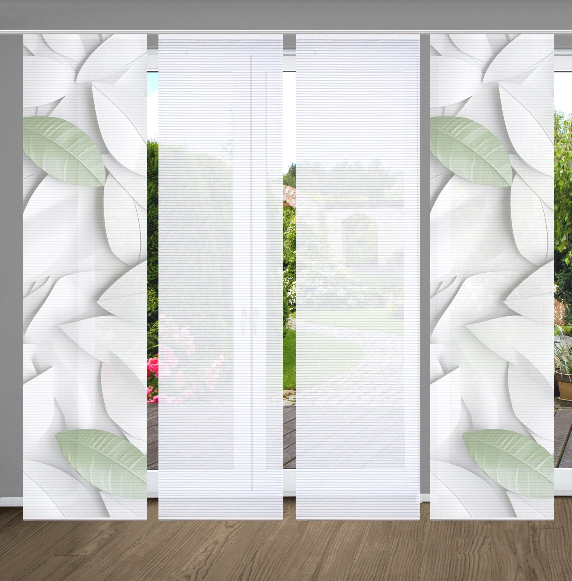 HOME in green Schiebegardine LISON (4 St), Paneelwagen, halbtransparent, SE günstig online kaufen