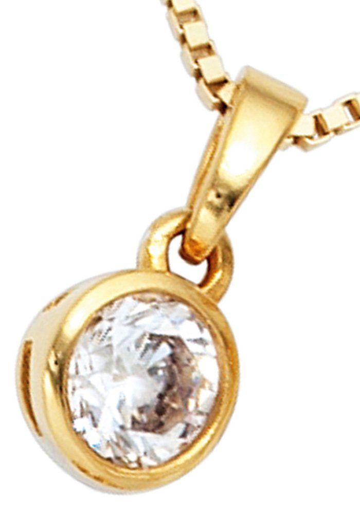 JOBO Kettenanhänger Anhänger mit Zirkonia, 925 Silber vergoldet günstig online kaufen