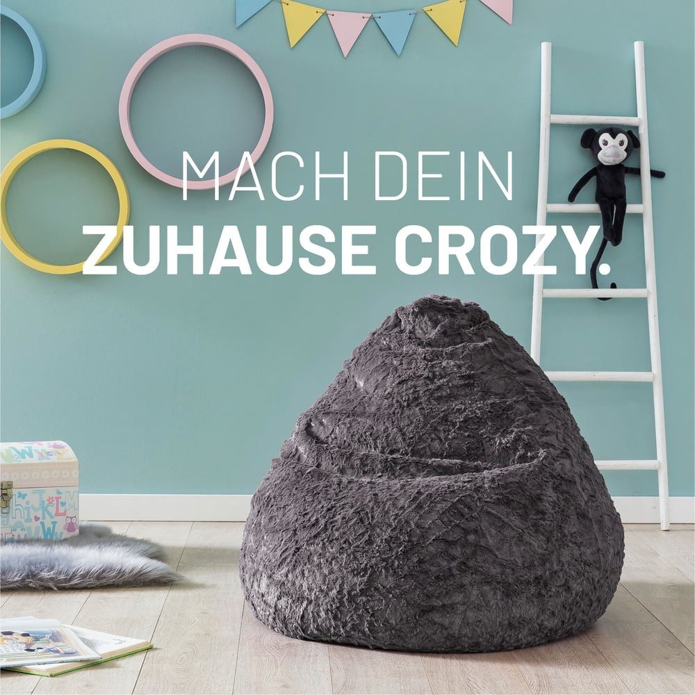 Lumaland Sitzsack Luxury Fluffy Gaming waschbar, Sitzkissen Bodenkissen weich 120L 60x45cm