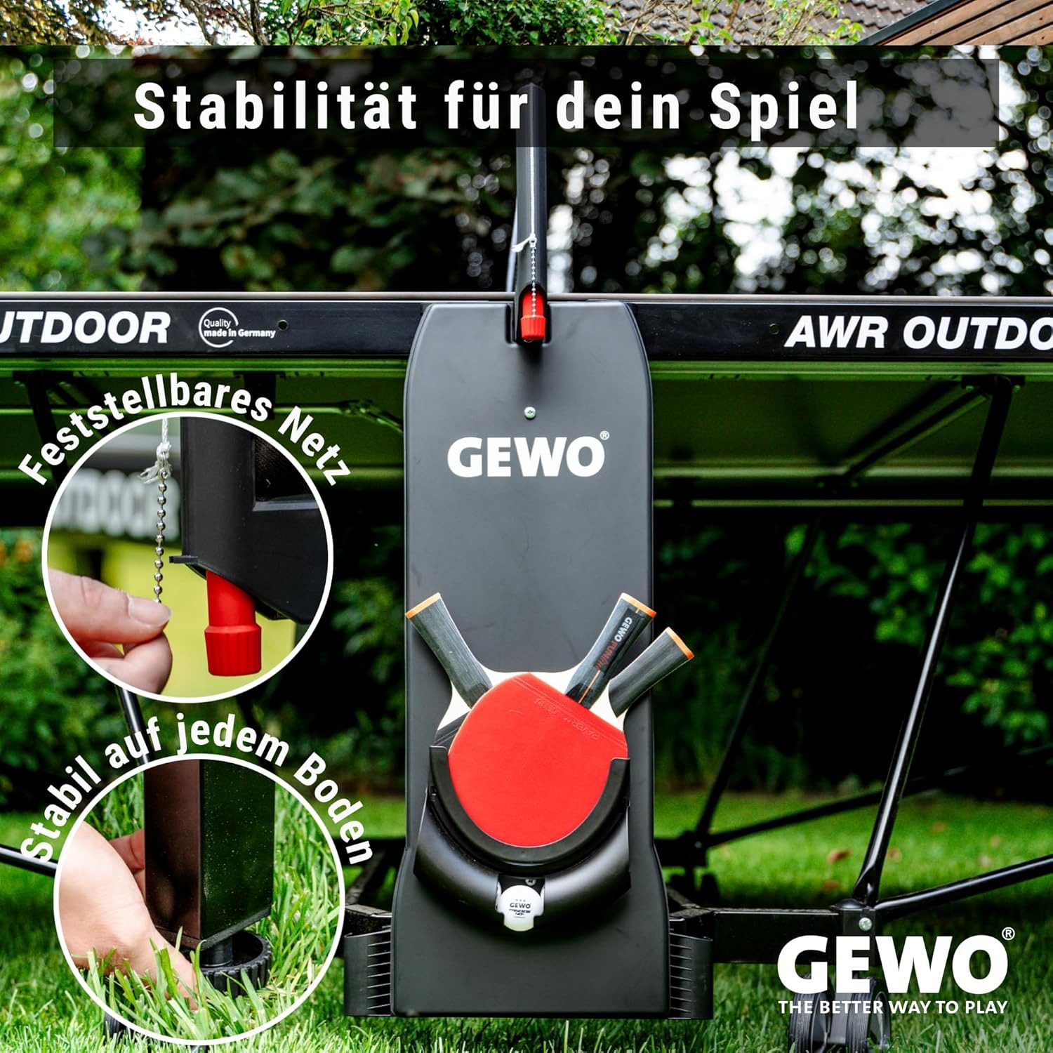 Gewo Tischtennisplatte Outdoor Profi AWR, Tischtennistisch klappbar, grau (1-tlg)