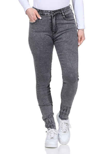 Aurela Damenmode 5-Pocket-Jeans Jeanshosen für Damen Stretch Jeans Destroyed Look moderner Distressed Look